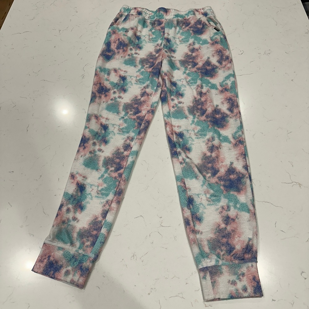 Eddie Bauer Kids Tie Dye Joggers Pink Blue White Size L 14/16 Lounge Pants